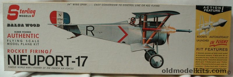 Sterling Nieuport 17 Launches Rockets in Flight - 24 Inch Wingspan For Free Flight / Control Line / R/C, A5-298 plastic model kit